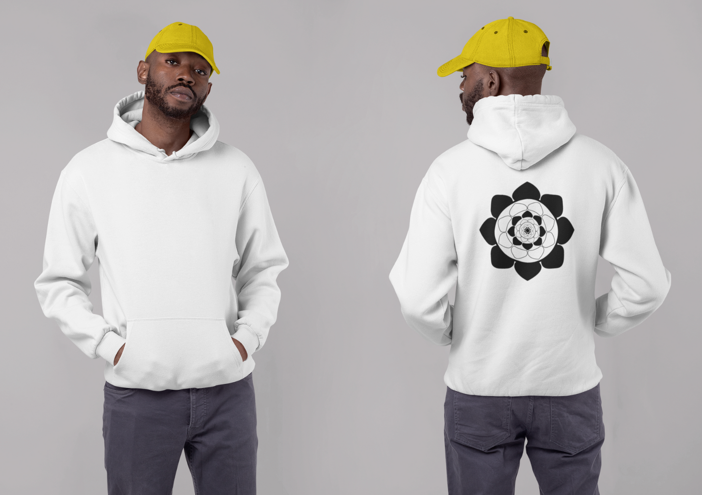 Sweat à capuche Unisexe Mandala TAOM Noir dans le dos