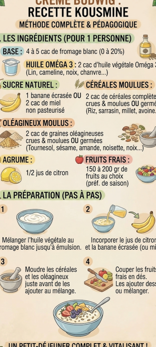 Pack 5 Fiches PDF Nutrition Vitalité : Recettes Budwig, Miam-Ô-Fruit, Boisson Électrolytes, Mastication & Liste de Courses hypotoxique